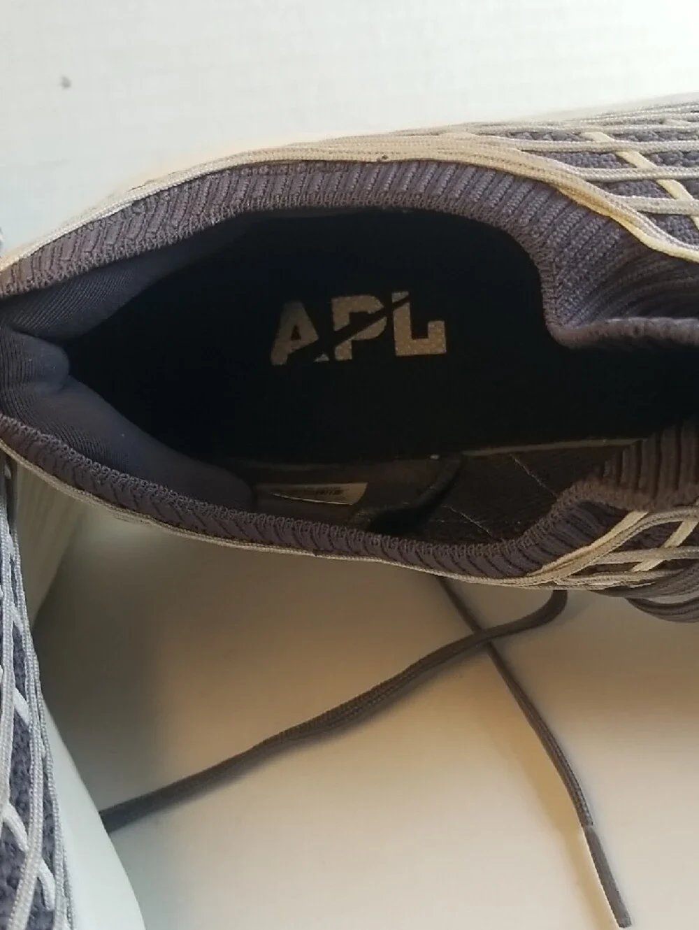 APL Men’s Gray Knit Sneakers with Cream Grid Overlay